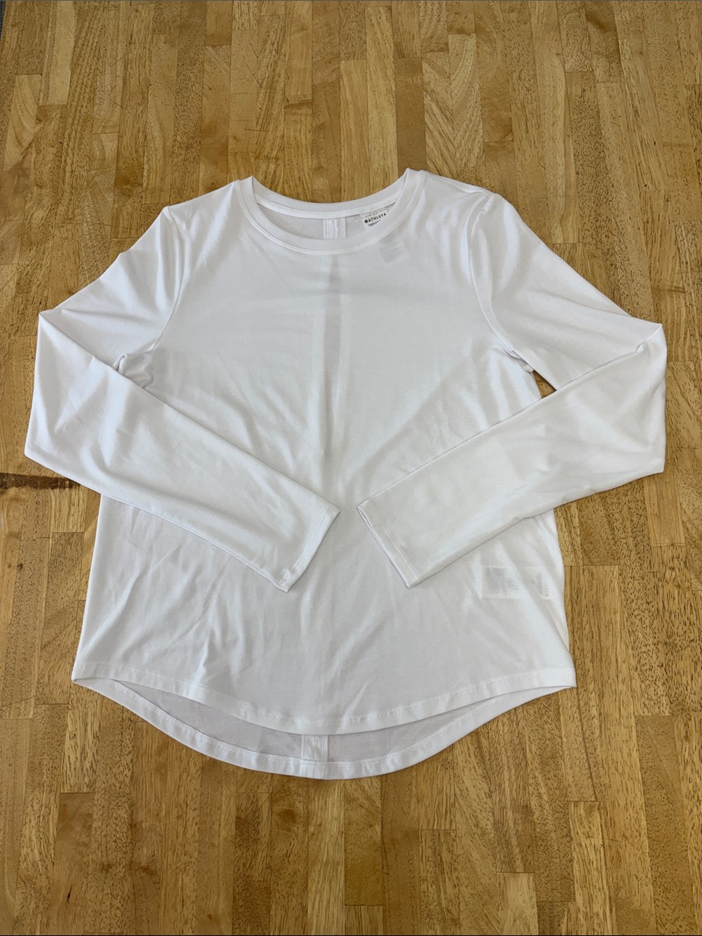 Athleta White Crew Neck Long Sleeve Tee